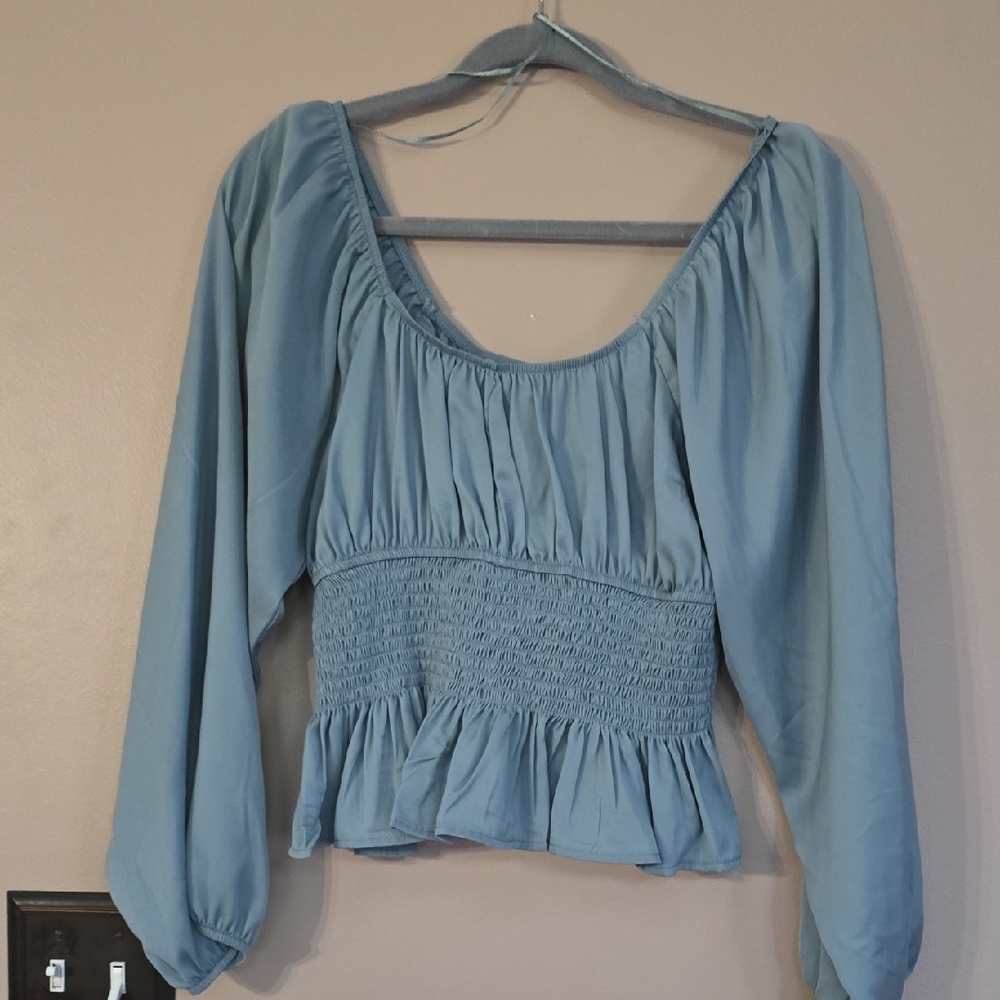 Off The Shoulder Elegant Blue Women's Top